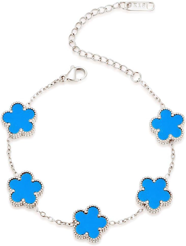 FLY FEI 18K Gold-Plated Four Leaf Clover Bracelet for Women,Adjustable lucky Bracelet Set Jewelry Gift-Hypoallergenic Charm for Birthdays, Wellness & Daily Wear - Image 1